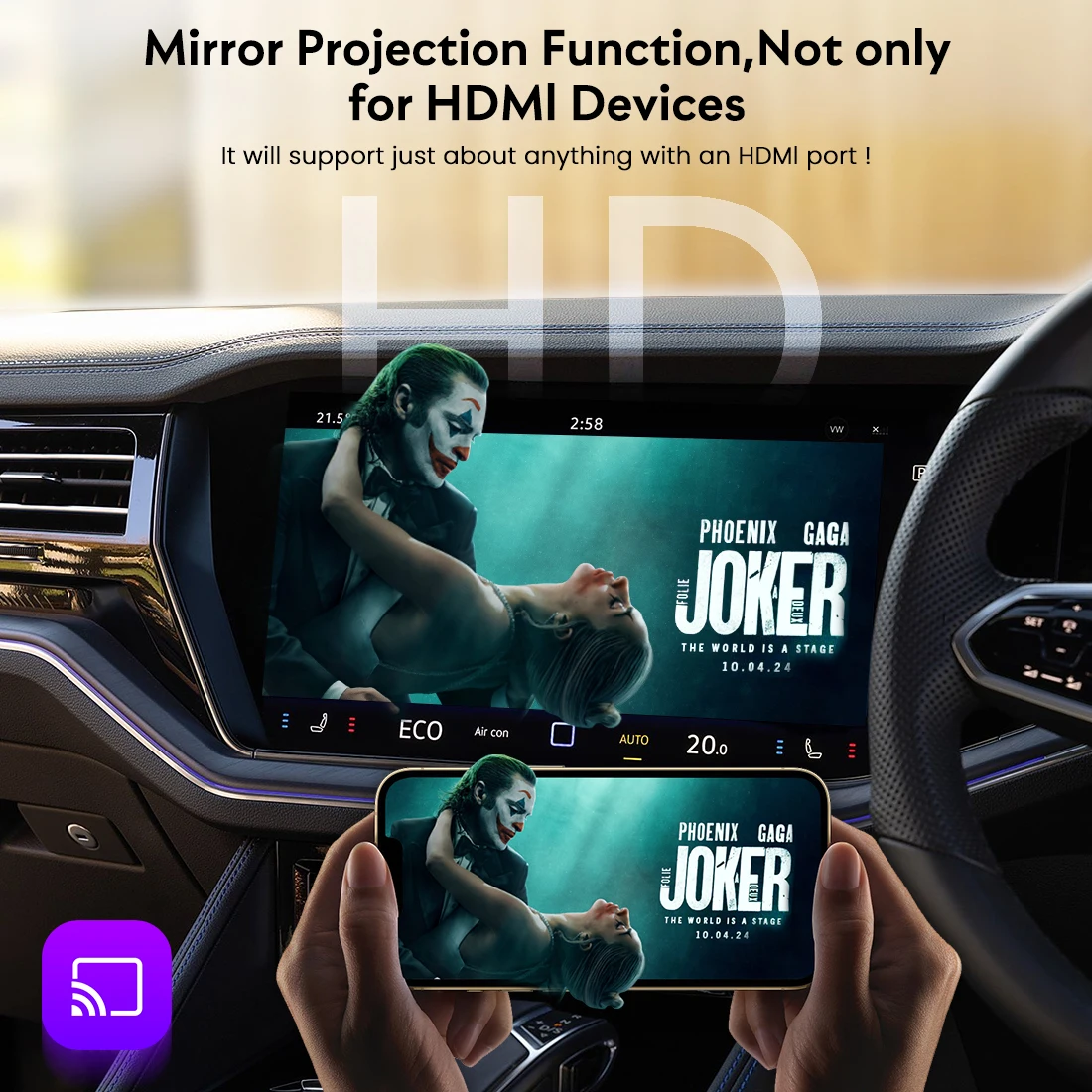 MMB Portable Wireless Carplay TV BOX HD 1080p Wifi Youtube Android 12 Auto Smart Android TV Magic Box Carplay Adapter Universal