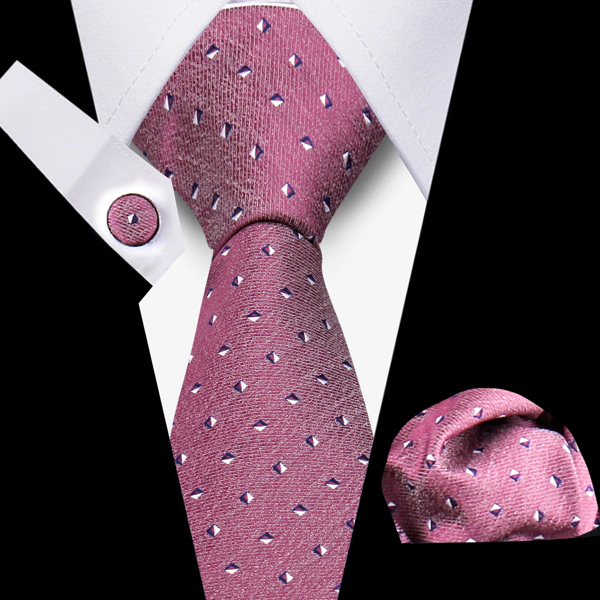 Necktie Set Fashion Blue Tie Pocket Square With Cufflinks Gift Sets Silk Ties For Men Paisley Necktie Hankies For Man Wedding