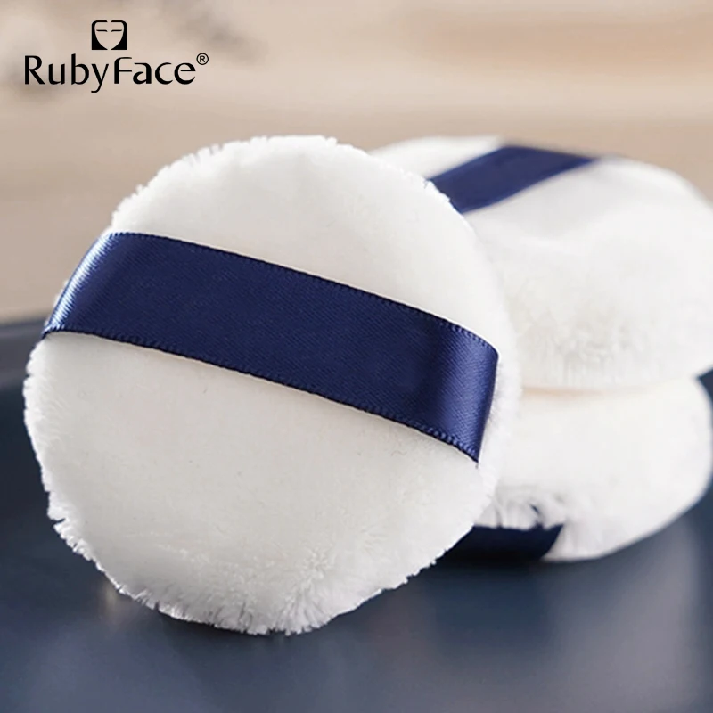 Round Shape Loose Powder Puff Smooth Velvet Cosmetic Sponge Powder Puff With Ribbon Band