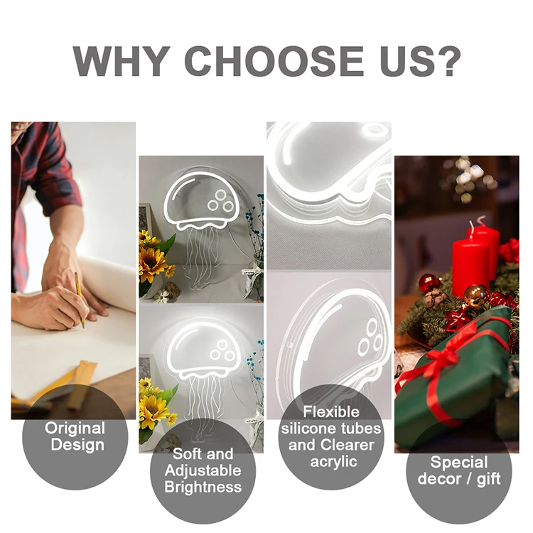 Ocean Shark Jelly Fish Dolphin Custom Indoor Decoration Lamp Acrylic Board LED Neon Sign Light