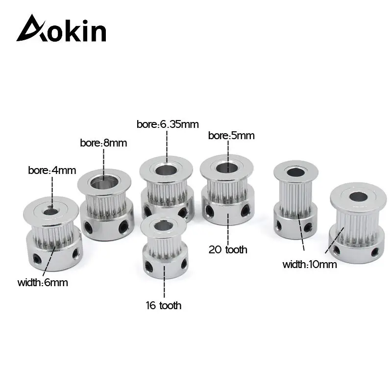 Детали для 3D-принтера GT2, зубчатый шкив, 16 зубьев, 20 зубьев, алюминиевое отверстие, 5 мм, 8 мм, синхронные колеса, деталь шестерни для ширины 6 мм, 10 мм