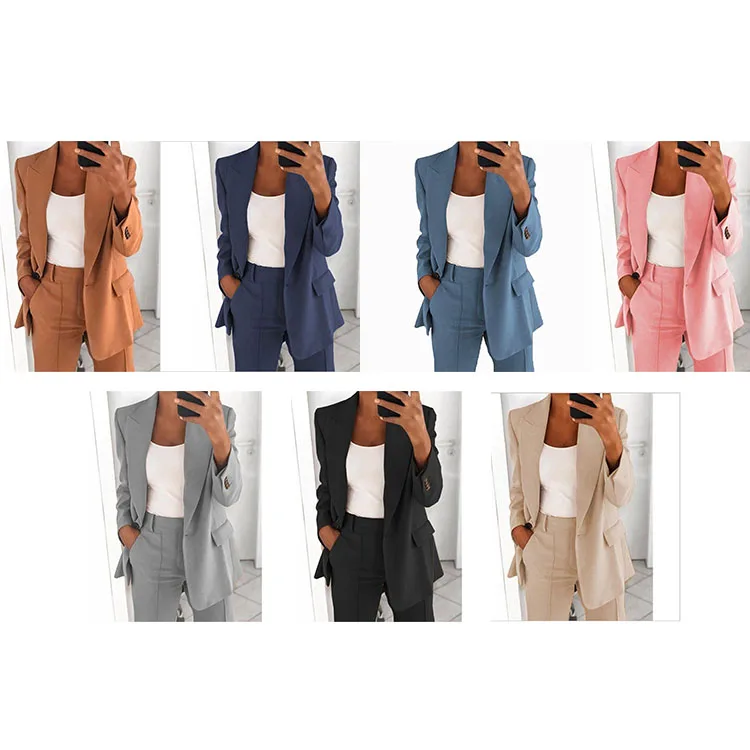 Женский осенний спортивный костюм для офиса, однотонный повседневный деловой костюм на заказ