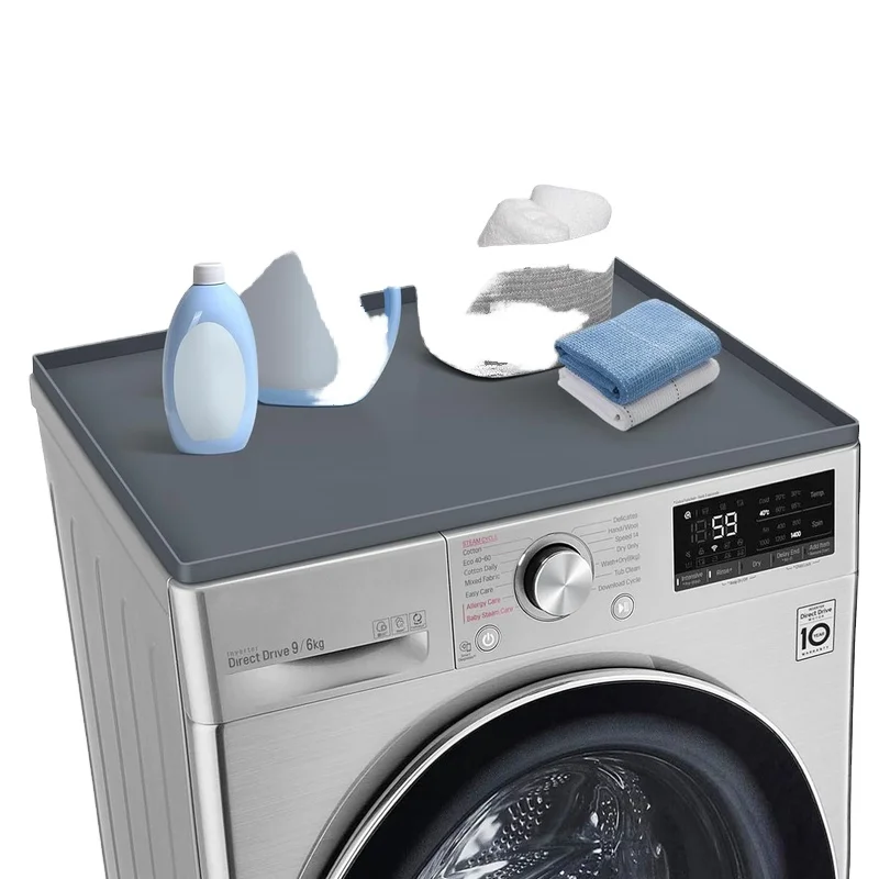 Custom Logo Shape Durable Waterproof Silicone Washable Cover for Washing Machine and Dryer Washer and Dryer Top Protector Mat