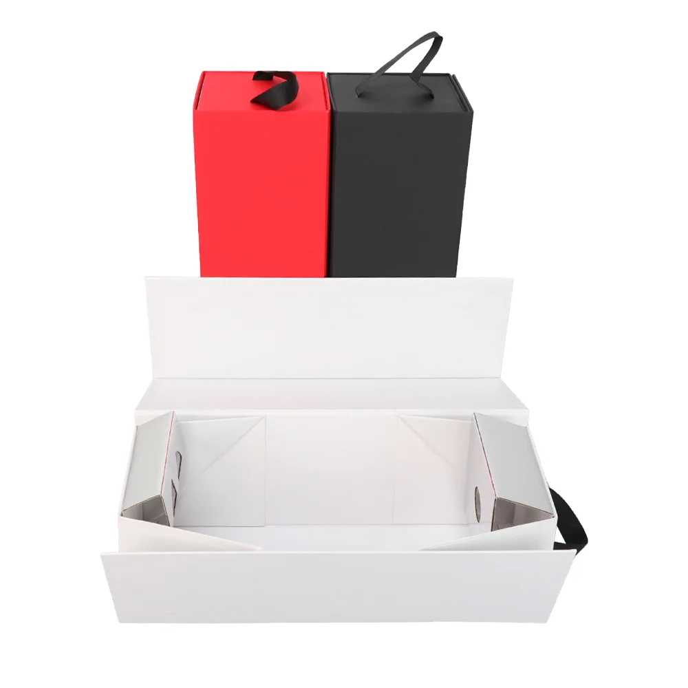 Wholesale Black Corrugated Custom Luxury Magnetic Cardboard Rigid Gift Wine Folding Paper Box