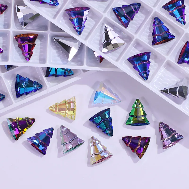 SZ 15mm Christmas Tree pendant Strass crystal stone high quality gemstone Bling Rhinestone beads pendant for Clothes Accessories