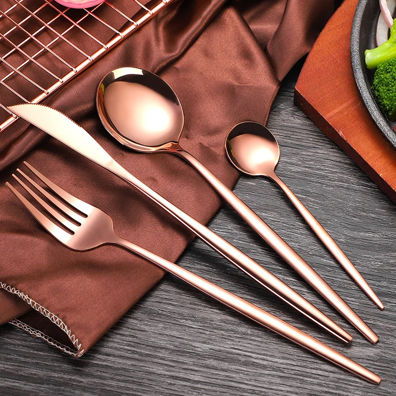 2020 Amazon Hot Sale Stainless Steel Flatware Portuguese Knife Fork and Spoon 4pcs Tableware Cutlery Set