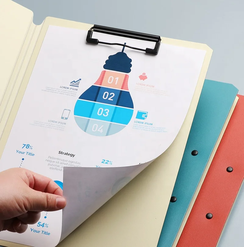 OMOI Hot Sale Custom A4 Size PP Clip File Folder Stationery OEM Plastic Board Folder Menu Clip Board