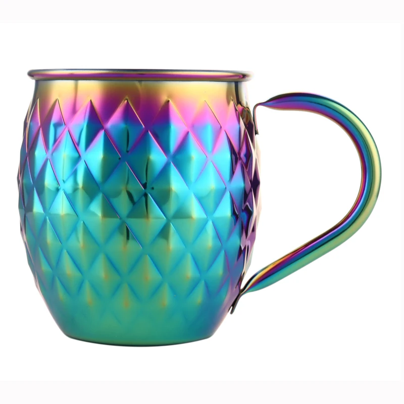 550ml Promotional Diamond Hammered Mugs Metal Stainless Steel Moscow Mule Mugs Smirnoff Stoli Vodka Eco-Friendly Wholesale Gifts