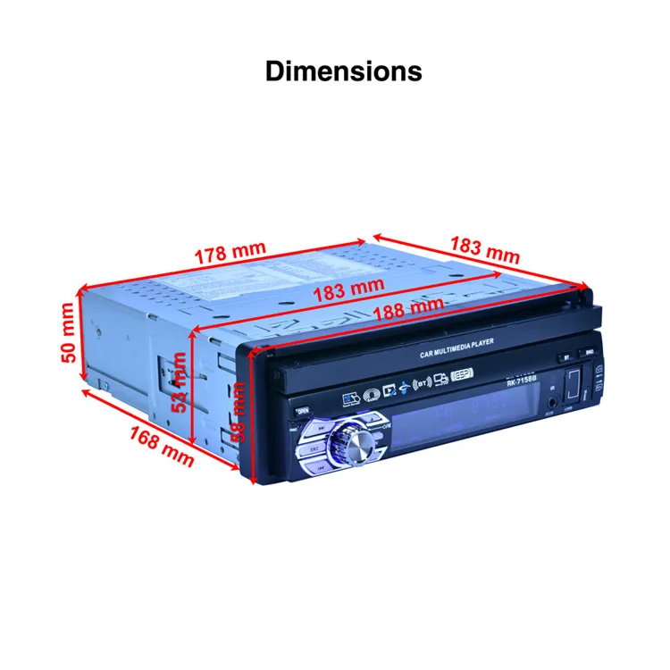 Автомобильный стерео 1 Din Автомобильная магнитола с 7 дюймов выдвижной экран Поддержка Зеркало Ссылка MP5 USB TF карты и камера заднего вида