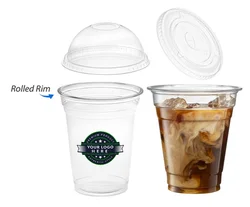 30+ years factory custom logo printing deserts cups 9oz dome lid no holes clear plastic cups for ice cream