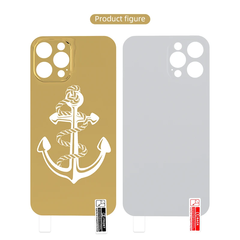 Cr PMMA 24KT Gold Mobile Phone Skin Sticker For iPhone 13 12 Pro Max Lens Screen Protector Gold Back Full Sticker Film
