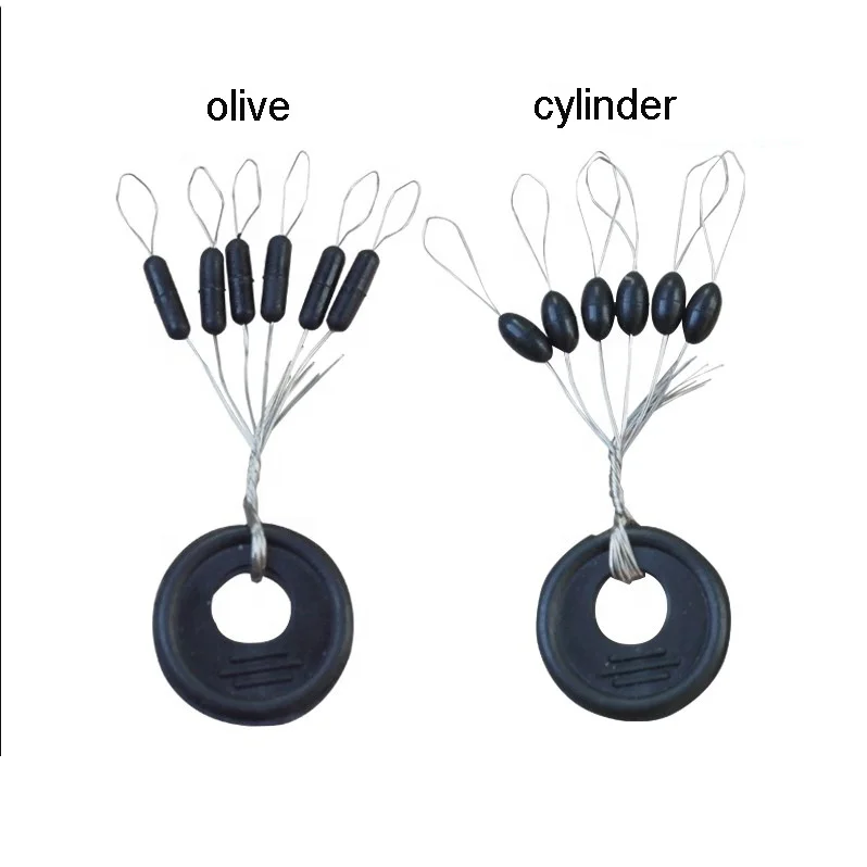 100/Set Fishing Float Black Bobber Stopper 6 in 1 Fishing Line Accessories Oval Space Bean Connector