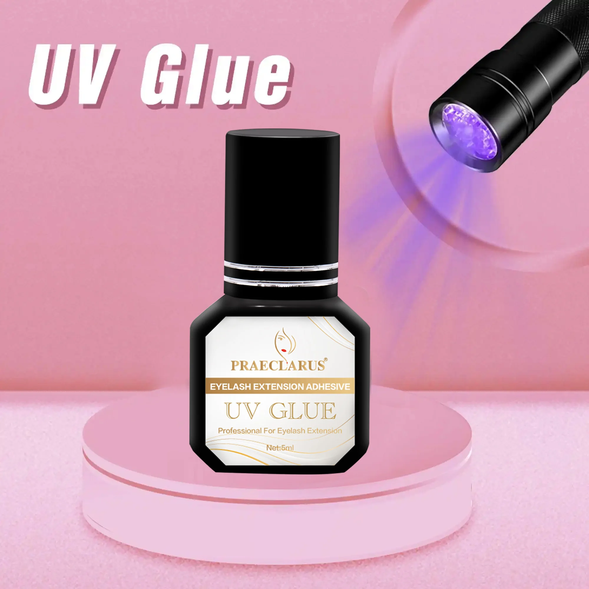 UV Glue Eyelash UV Led Eyelash Glue for Lashes Eyelash Extension Oil and Water Resistant Glue .5 Sec 1 Pcs Use with UV LED Lamp