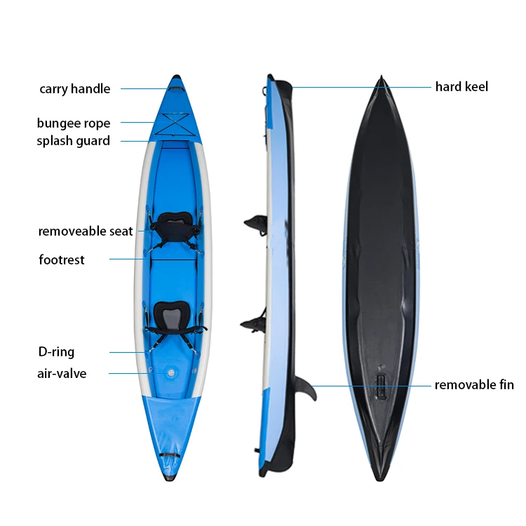 Portable Double Seat Kayak Foldable Inflatable Fishing Boat Canoe Outdoor 2 Person Kayak