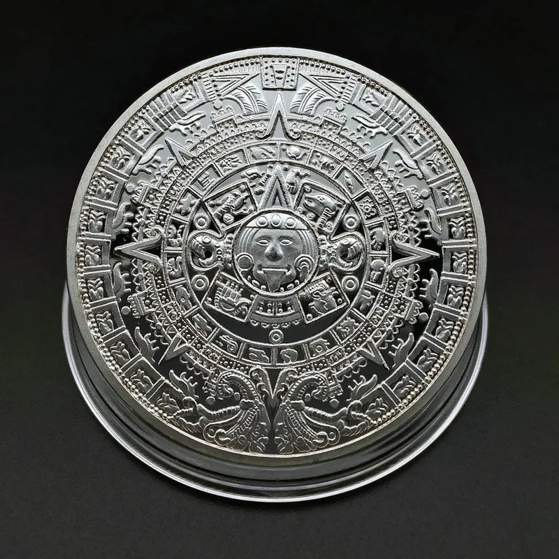 Wholesales high quality collectible Mayan coin Pyramid Sundial gold plated Commemorative gold coins