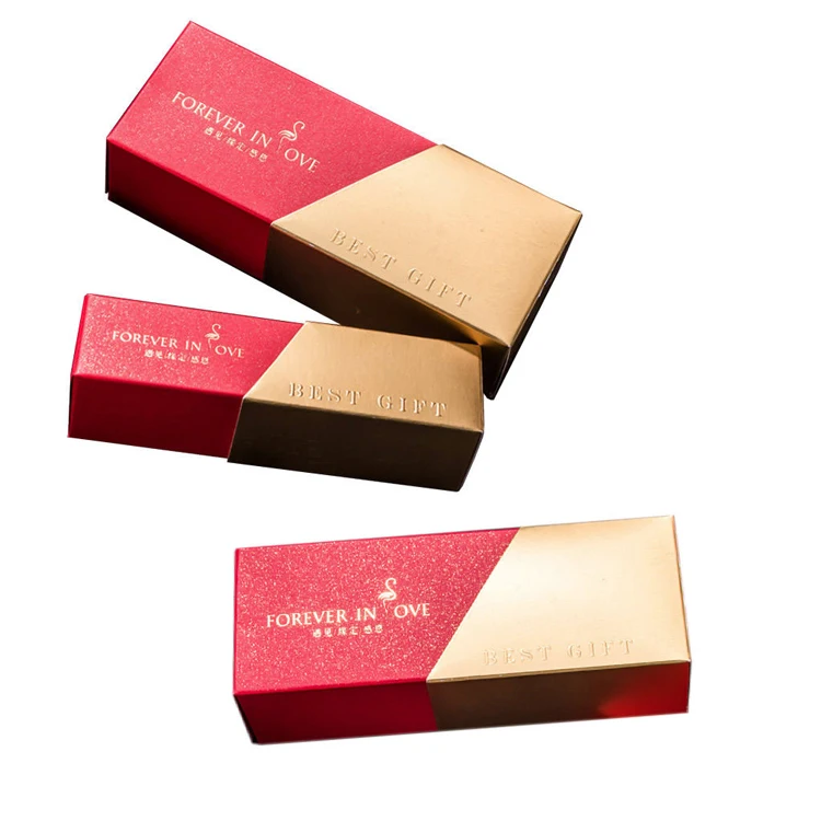 Custom Gold Foil Kraft Paper Drawer Rectangle Box Wedding Invitation Gift recyclable Chocolate Packaging Box With Your Own Logo