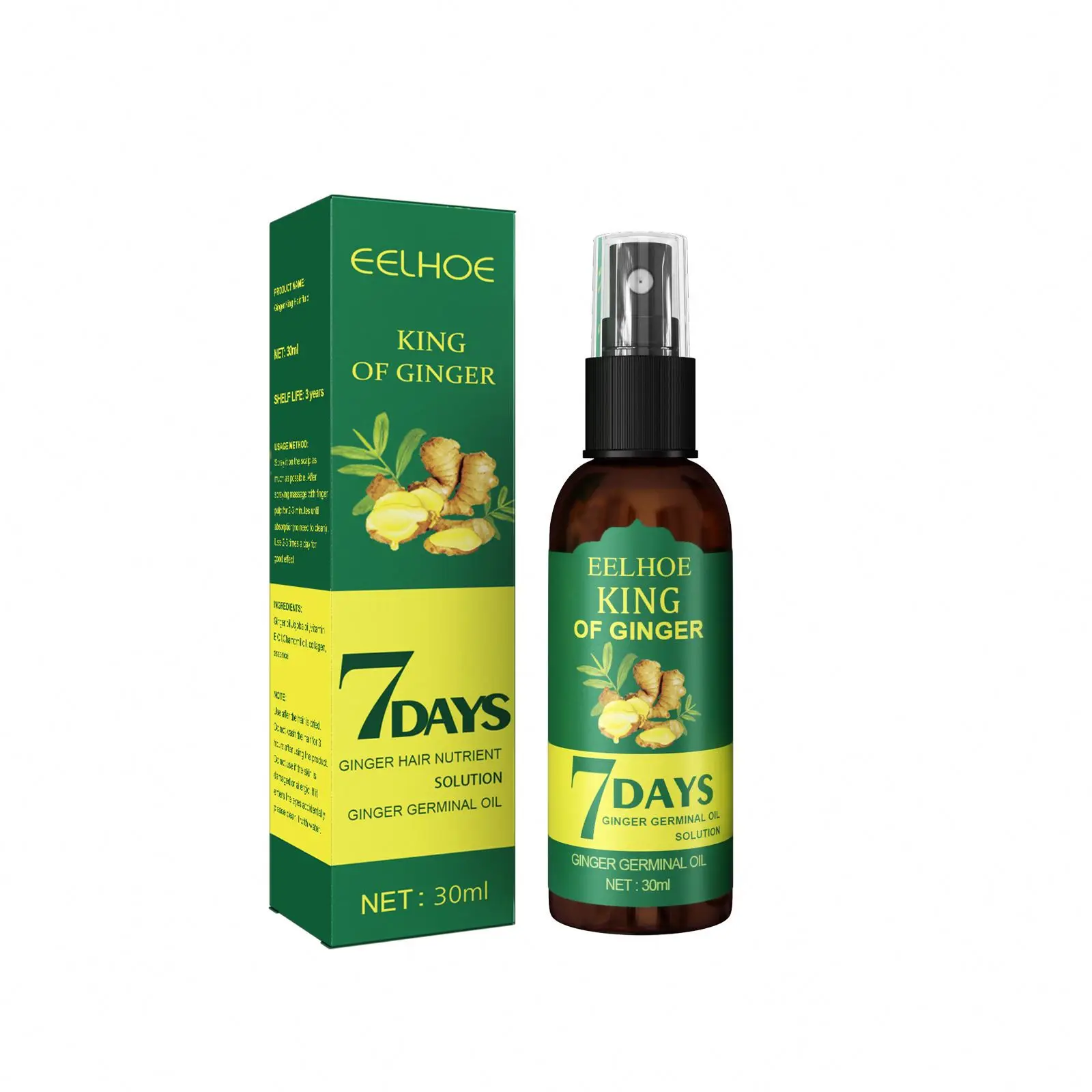 hot sell 7 days ginger king hair growth treatment ginger spray hair loss hair treatment oil organic germinal serum