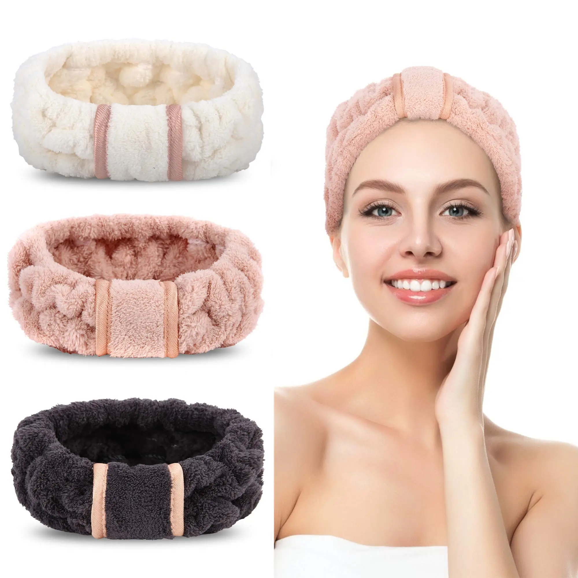 Microfiber Makeup Headband with Bow Hair Band for Washing Face Facials Skincare Shower Purple headband
