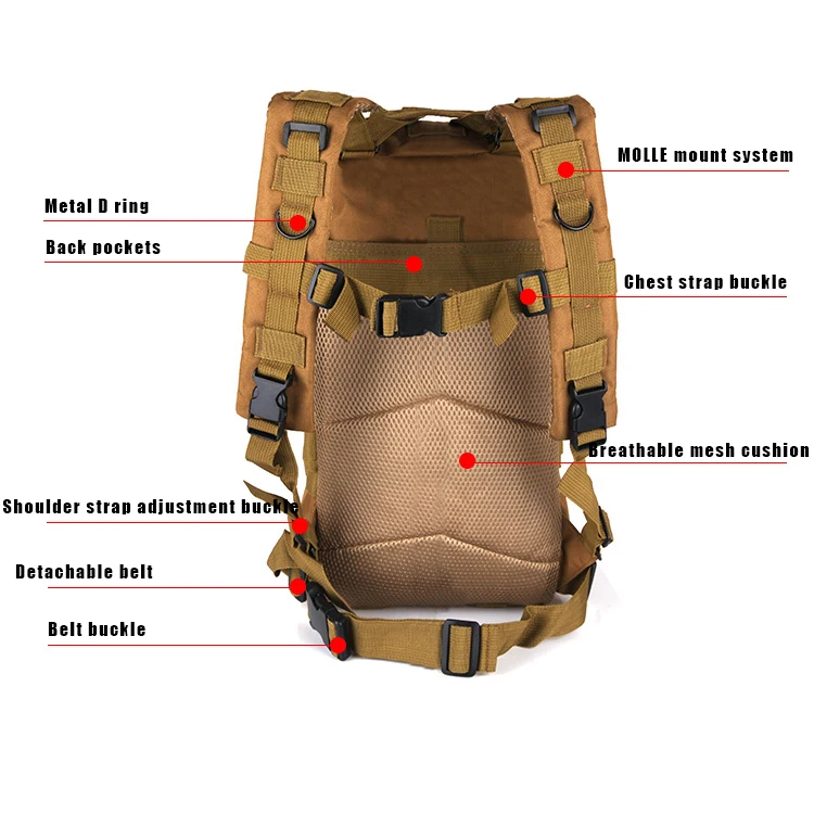 FLYFIT мужские оптовые пользовательские 25L система MOLLE 3 дня сумка для баг штурмовый походный рюкзак армейский тактический