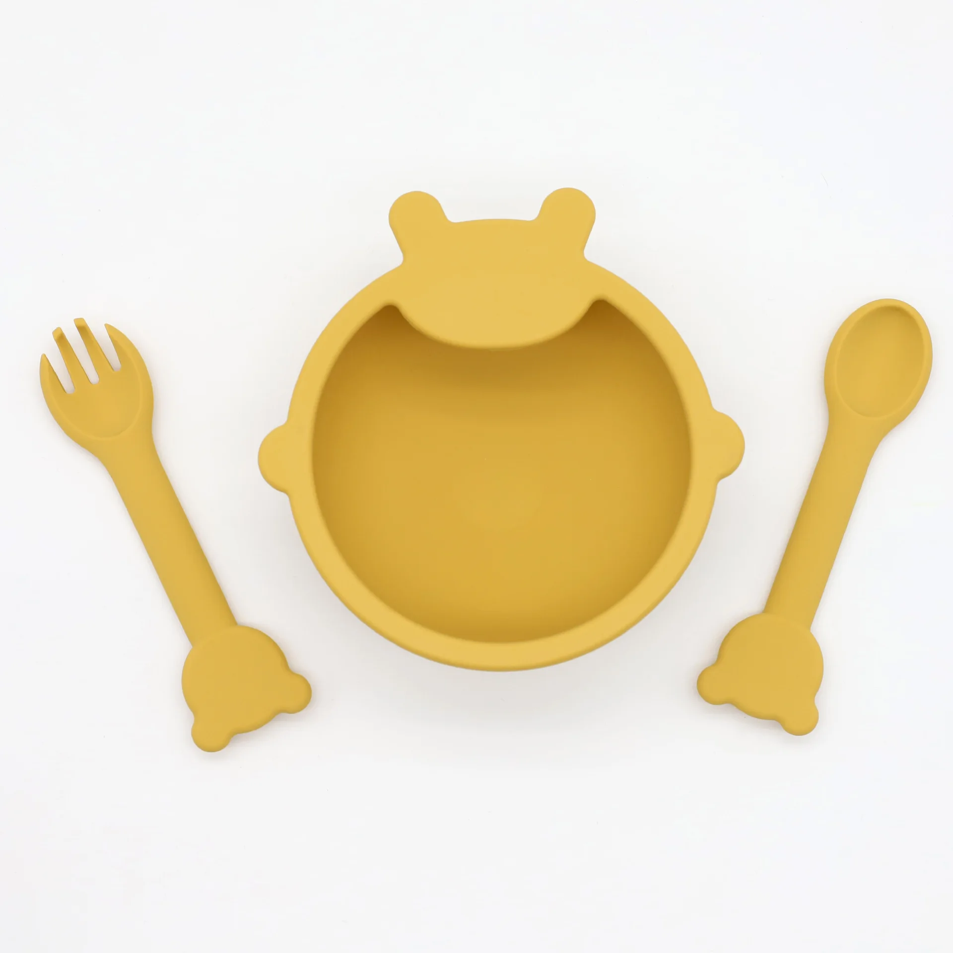 Lightweight Waterproof Non-toxic Silicone Baby Sink Mat Bib  Silicone Baby Suction Bowl With Adjust Spoon and Fork
