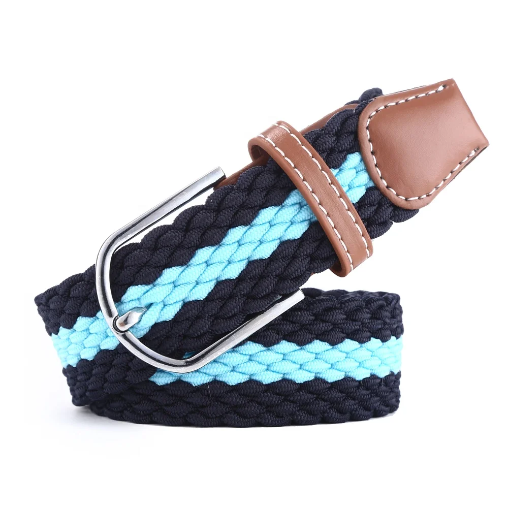 3517 Hot Sell Women Fashion Elastic Braided Fabric Belts Black Stretch Webbing Belt