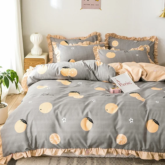 The factory is wholesale Small Heart Printing 4pcs Quilt Cover  duvet cover bedding set 100% cotton bed sets  bedding set