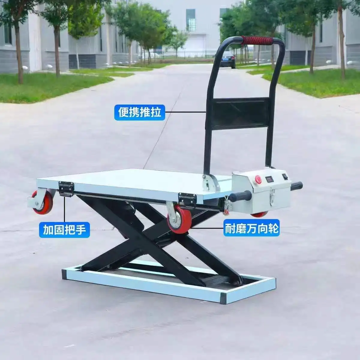 portable electric powered selfloading hand carts & trolleys Lifting Platform Trolly Warehouse Trolley Unloading Platform