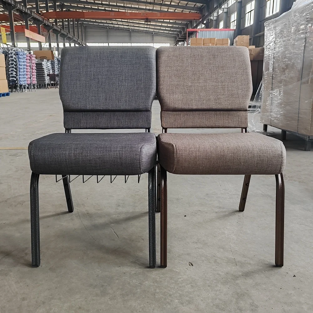 Wholesale Hot Selling Auditorium chair stackable church chairs with bookrack design