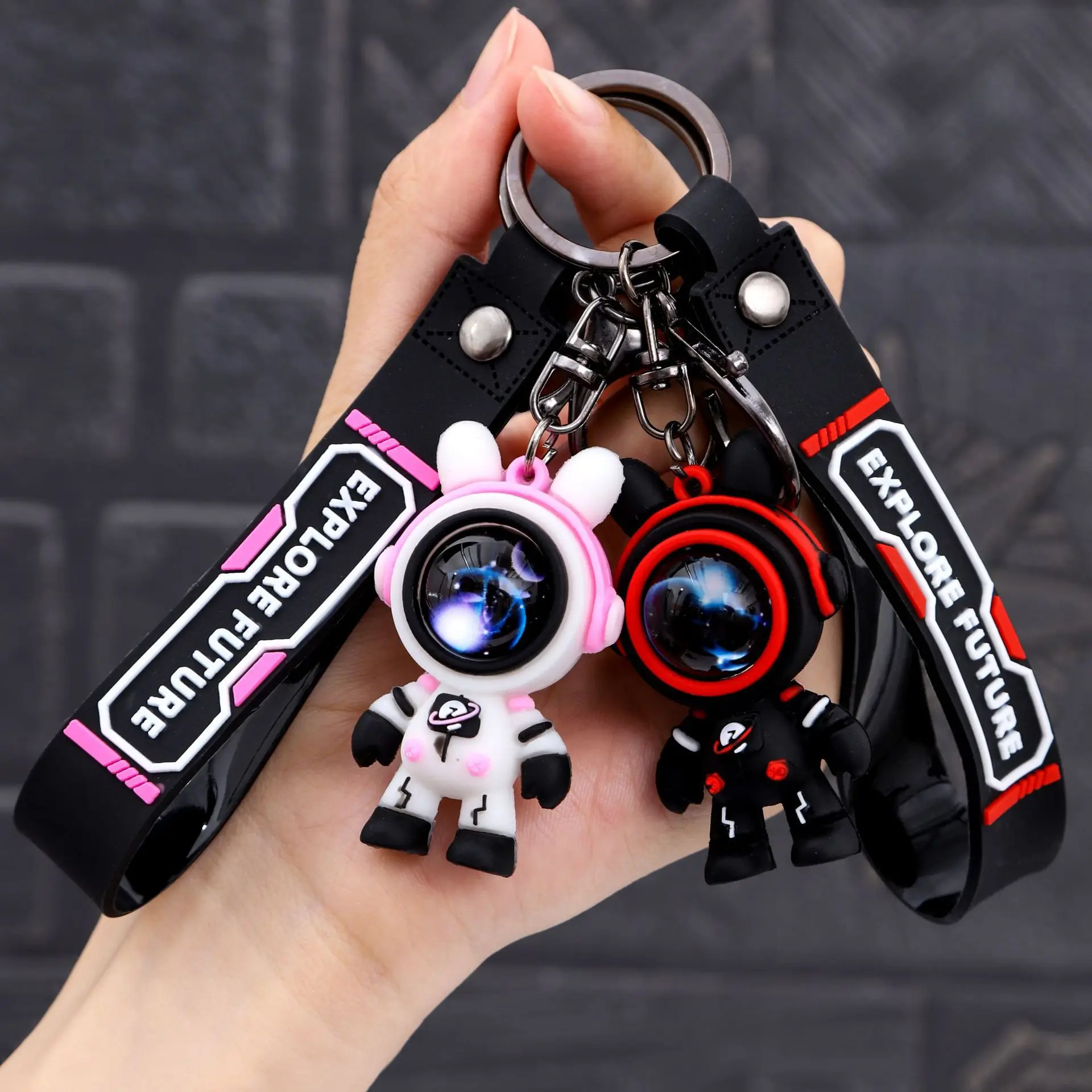 Cartoon Astronaut Keyring Couple Anime Keychain Children Christmas birthday Gifts Spaceman Rabbit Keychain