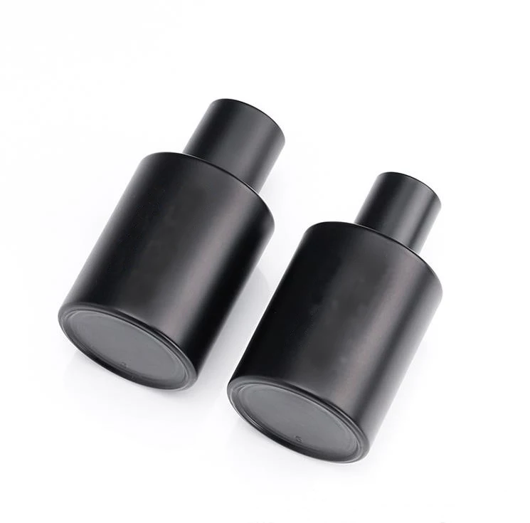 Luxury Perfume Bottle 50ml matte black Men Cologne Glass Perfume Bottle With black cap