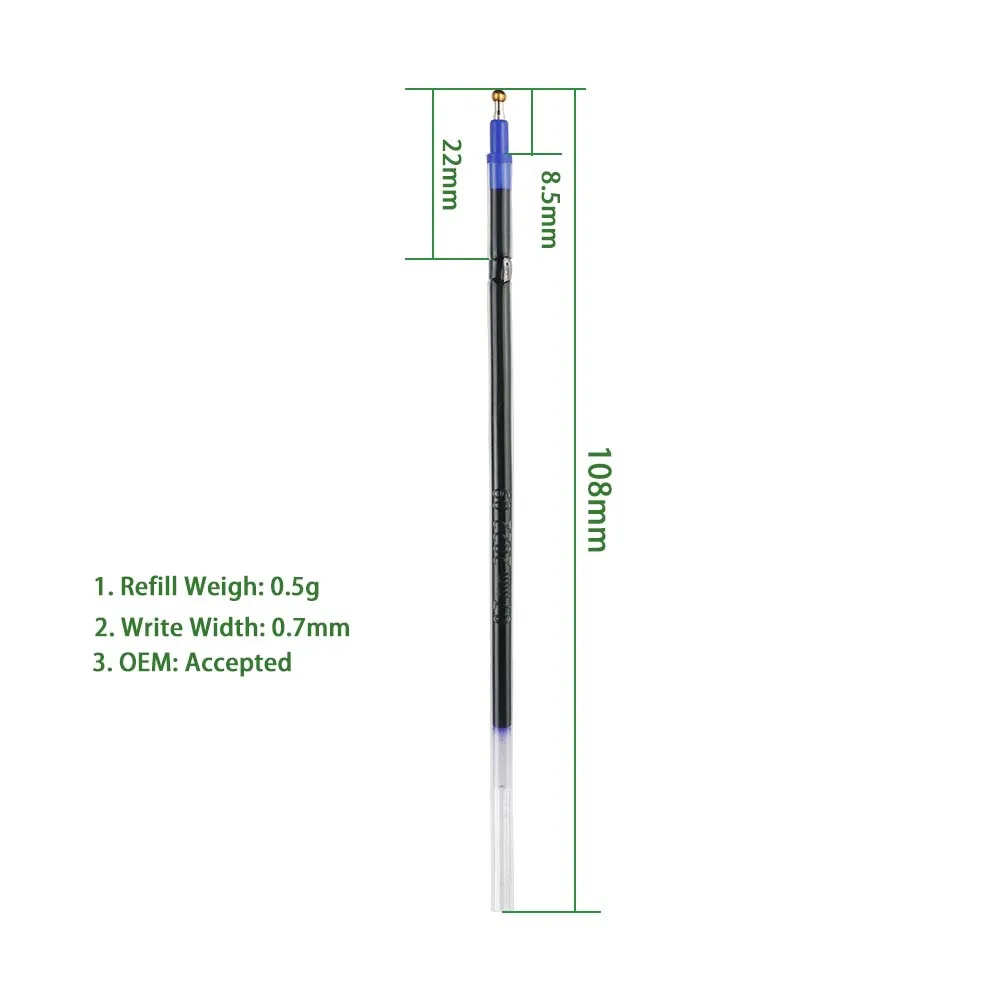 GemFully ball pen accessories ballpoint pen ink refill multicolor plastic refill pen writing fluently