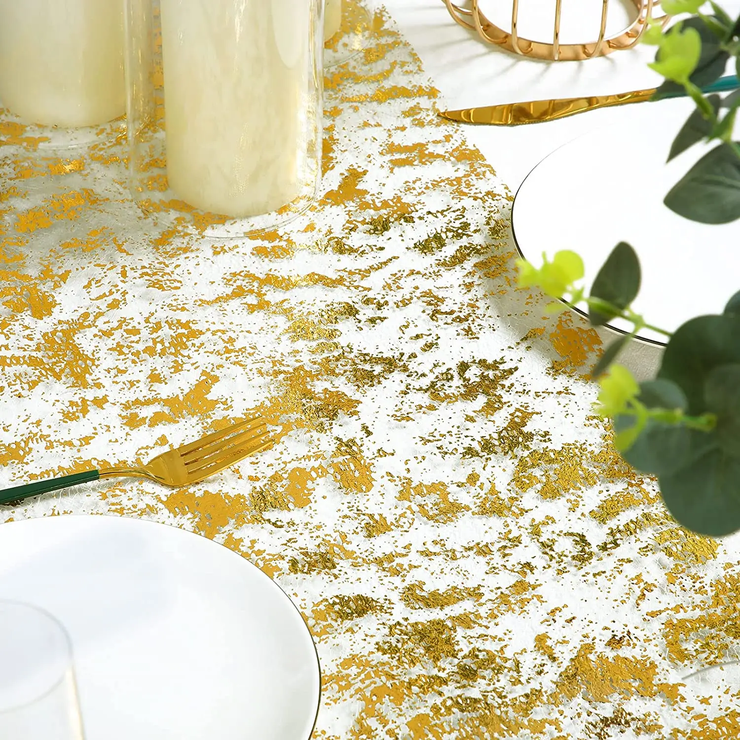 Tabletex металлический золотой тонкий стол рулон блестки Золотая фольга сетка настольные дорожки декоративные