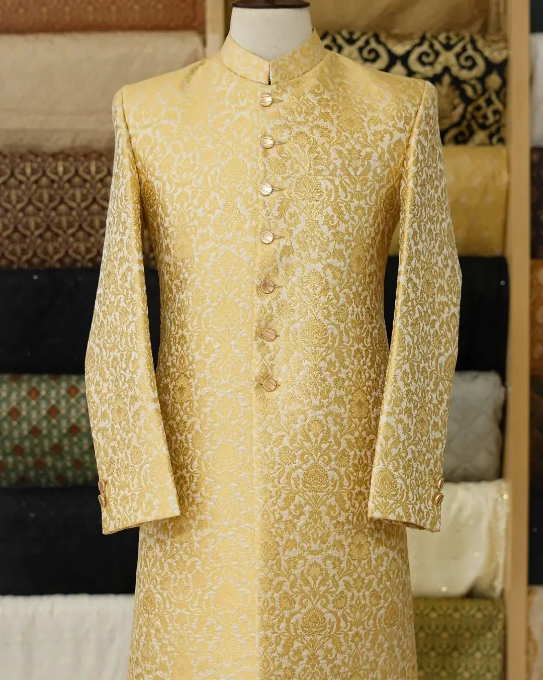 Made to Measure Traditional Silk Wedding Kurta For Groom Designer Sherwani Collection For Wedding Wear Latest Shervani For Boys