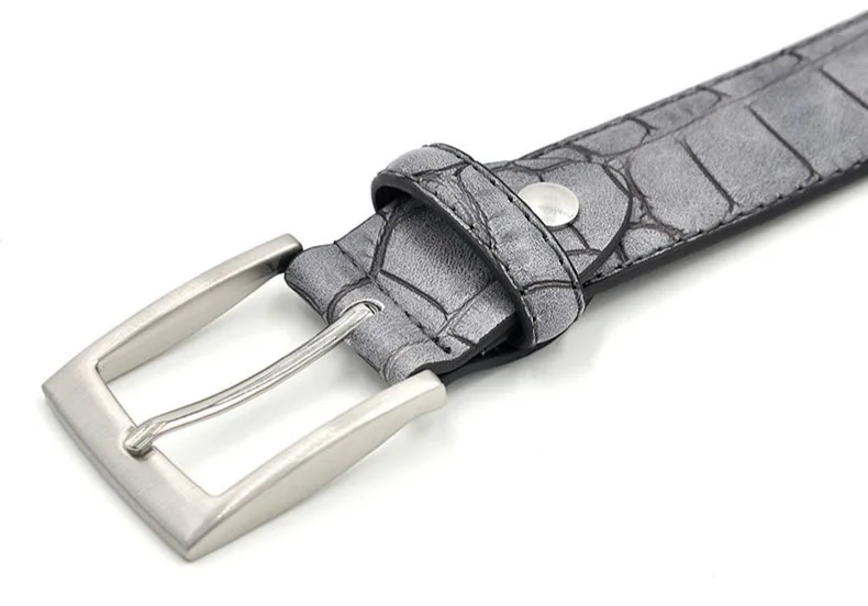 China Supplier Wholesale Embossed PU Leather Waist Belts Casual Style Prong Belt Buckle Crocodile Pattern Belt For Mens Jeans