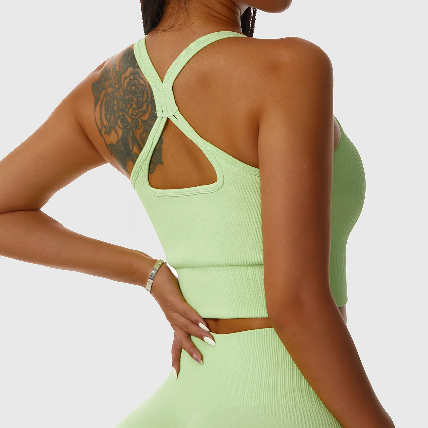 Wholesale Sexy Seamless Gym Sports Hollow Straps Bras Cross Back Yoga Tops Fitness