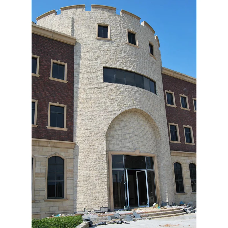 artificial stone wall panels stone brick exterior wall decorate cladding fire proof natural stone surface white cream color