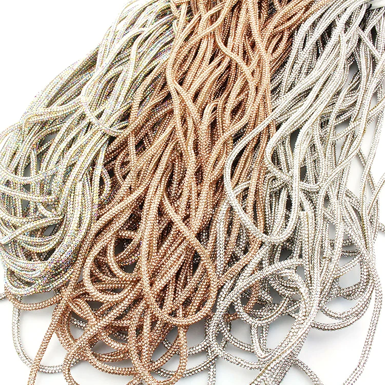 2023 Fashion Sparkling Crystal Cotton Rope Rhinestone Trim For Pants Hoodie Shoelace Bag Drawstring Cord DIY Garment Accessories