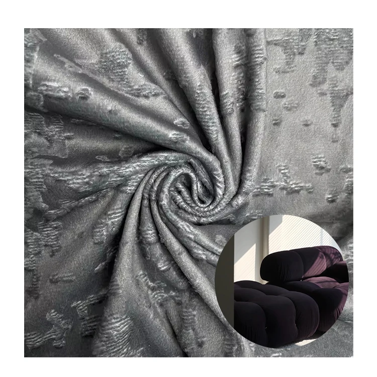 China Manufacture Custom Velour Fabric Embossed Velvet Polyester Suede Fabric Sofa Fabric Upholstery