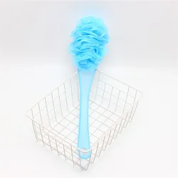 Plastic long handle shower ball massage body bath sponge shower loofahs customized mesh pouf bath sponge