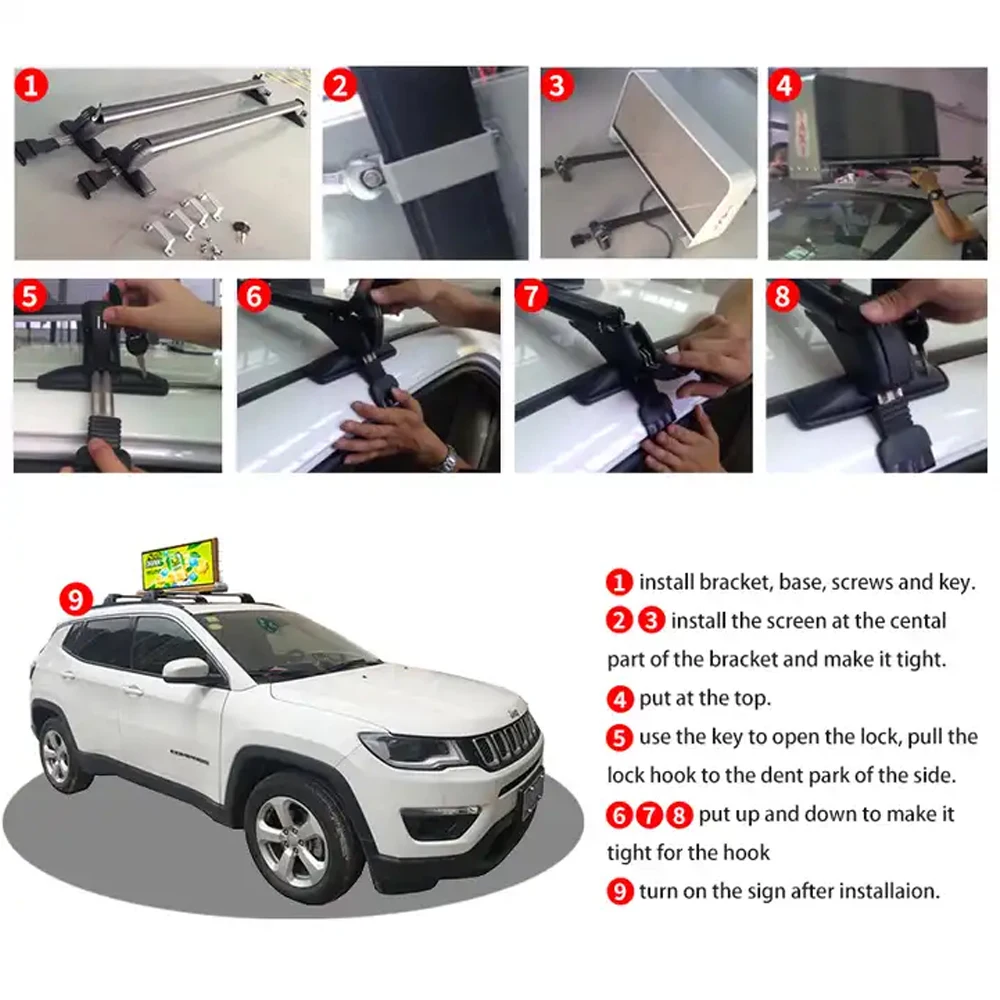 Outdoor Waterproof Led Taxi Roof Sign Custom Led Display For Cars Message Display Programmable Scrolling Taxi Top Led Display