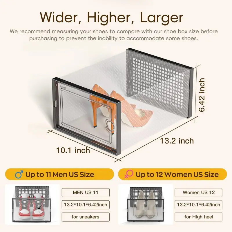 Space Saving Shoe Rack Holder Clear Plastic Stackable Sneaker Containers Large Shoe Storage Boxes Organizers for Closet