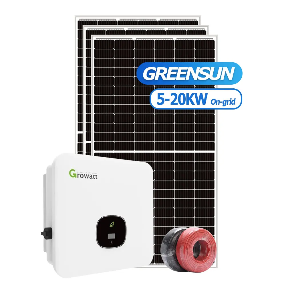 Greensun Power Plat 25000W 20000W 15000W 12000W On Grid Tied Solar System 1000W Mono Poly Panel Set Solution Without Battery
