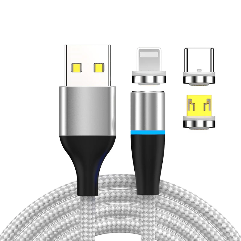 Vnew hot selling magnetic cable Plug and play 3A fast charging data 3 ports Usb cabl for Micro/8pin/Type