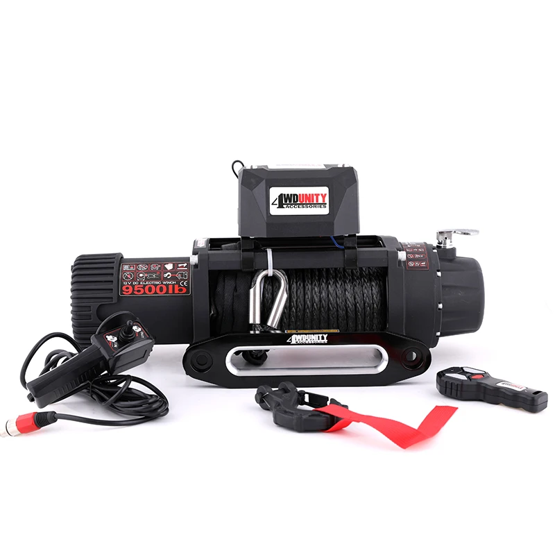 The New 12V 24V 9500L/5909KG IP67 Car 4x4 SUV Wired/Wireless Control Synthetic Rope Electric Winch