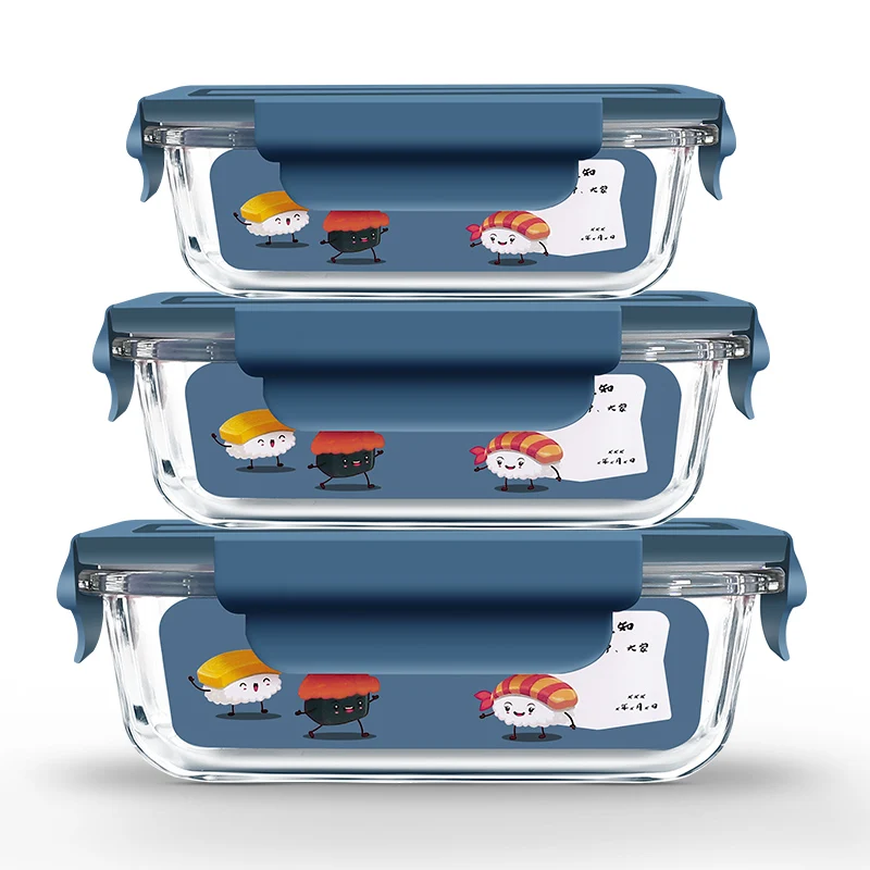 microwave safe  glass lunch box set with bag lunch box glass botosilicate glass lunch box