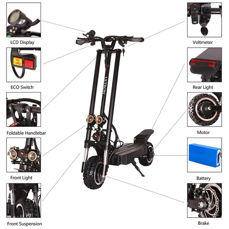 
2020 Hot Sales ULTRON T118 Electric Motorcycles Adult 60V 3200W High Speed 11 Inch Off Road Electronic Scooters 