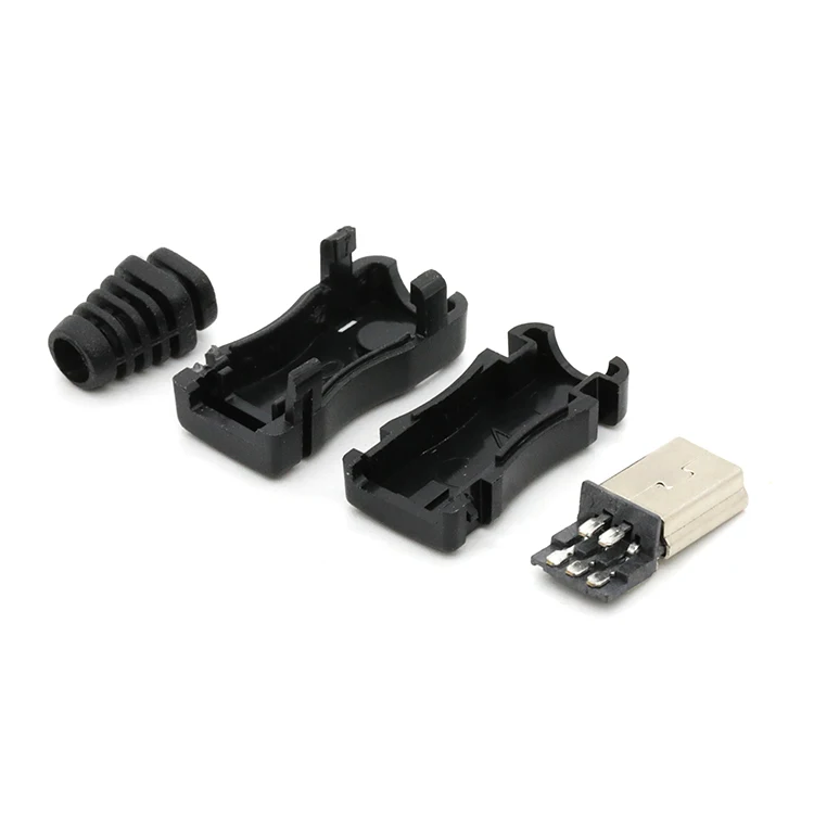 High quality Type B 5 Pin Mini USB Male Socket welding type Connector with Plastic Shell for DIY