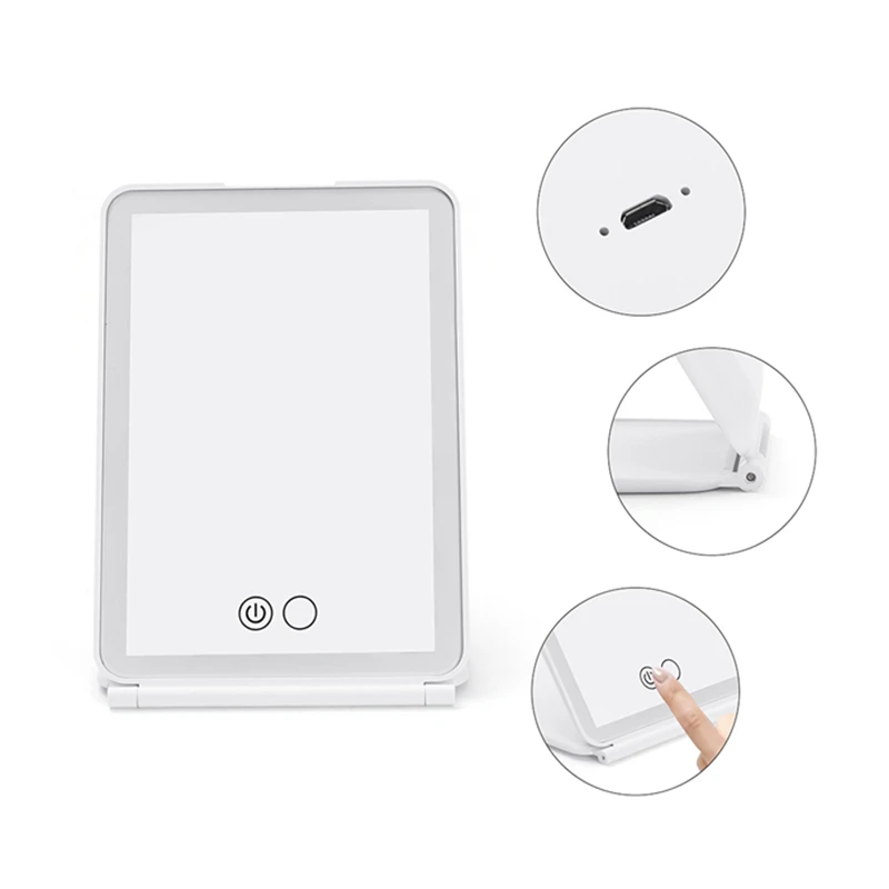 Handheld Square LED Pocket Mirror LED Lights Travel Small Portable Makeup Mirror.jpg