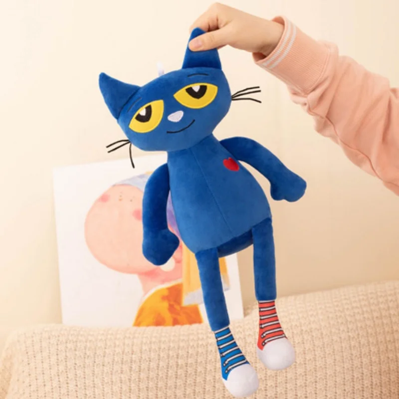 Big Eyed Blue Cat Peluches With Canvas Shoes Embroidery Figure Stuffed Animal Toys Pete-The Cat Plush Toy Kids