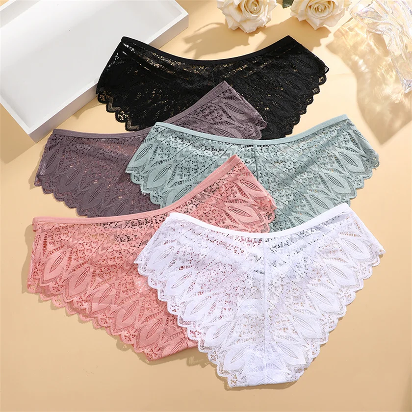 FINETOO  Women New Wholesale Daily Hot Seamless Sexy Feather Lace Panties Underwear Lady Breathable Comfortable Briefs Underpant